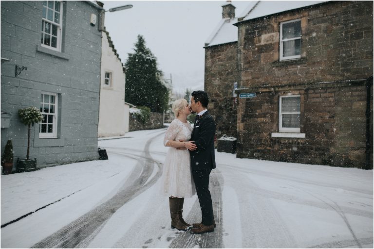 A snowy winter Scottish Elopement in Falkland – Charlotte & Anthony