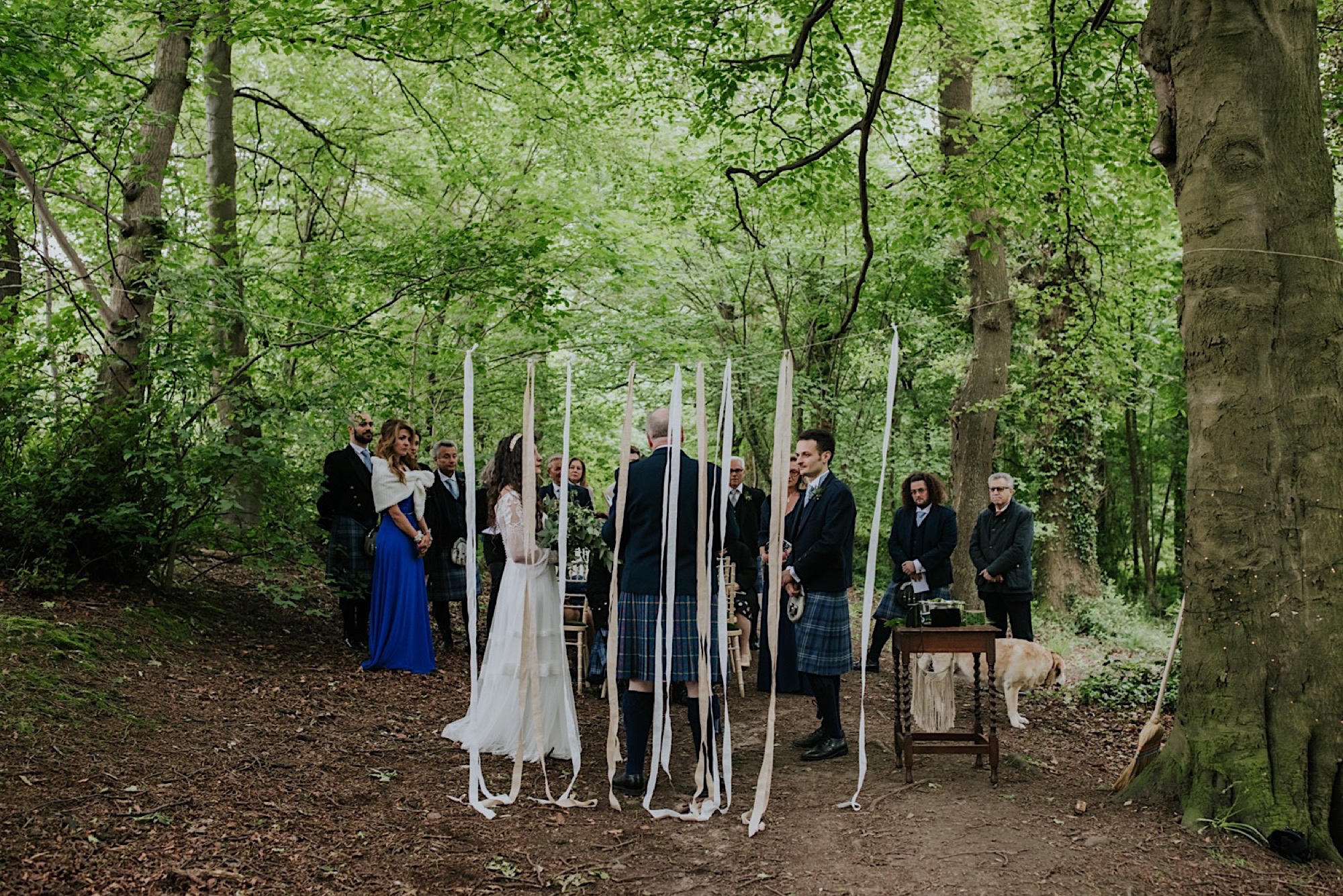 romantic woodland wedding ceremony
