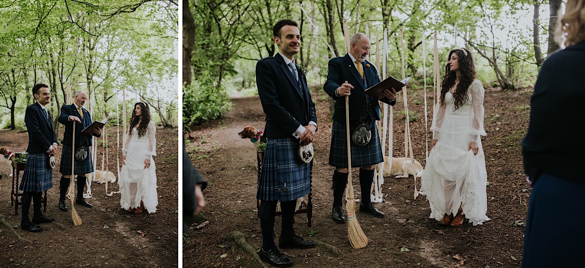 pegan broom jump wedding ceremony, couple jumping over a broom