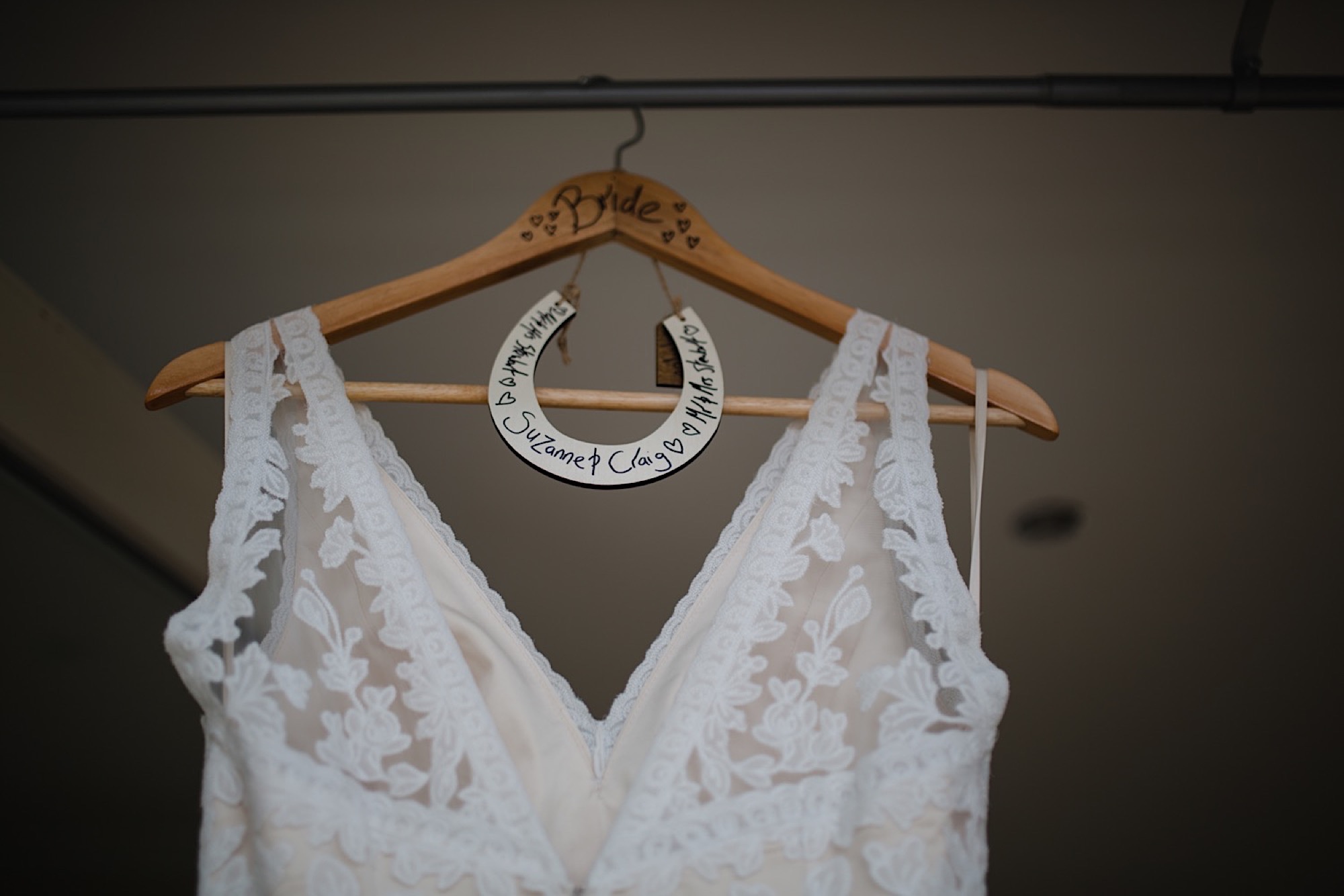 wedding dress hanging outside at the cruin loch lomand