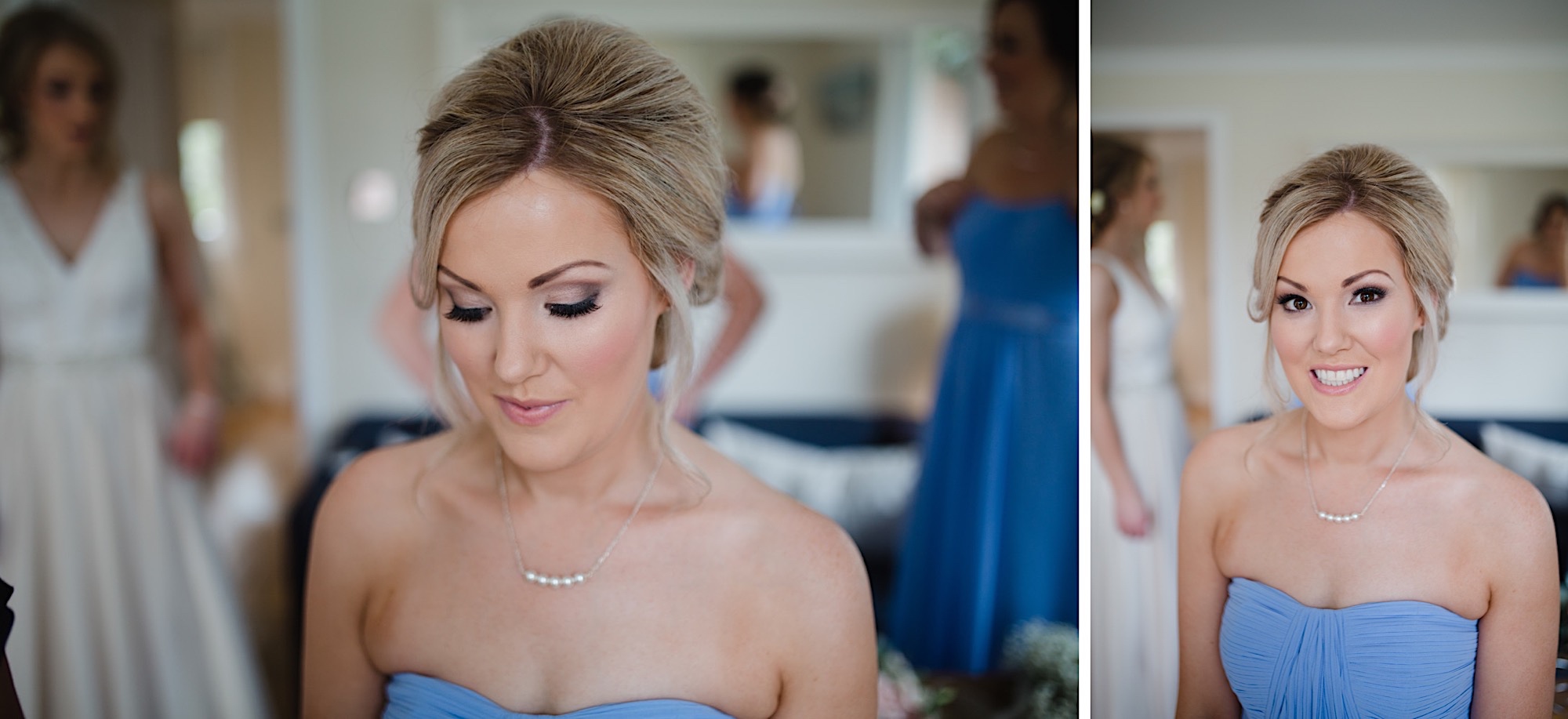bridesmais having her make up done