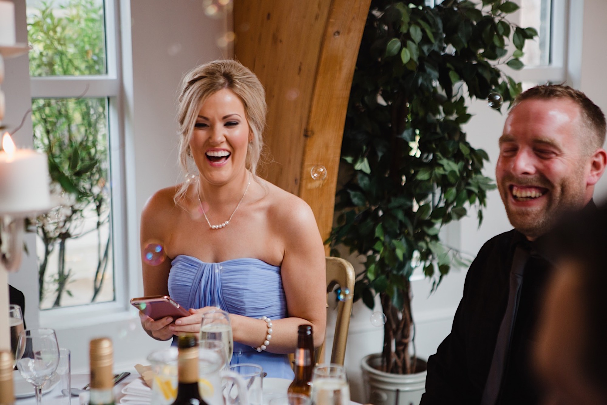wedding guests happy at loch lomand wedding