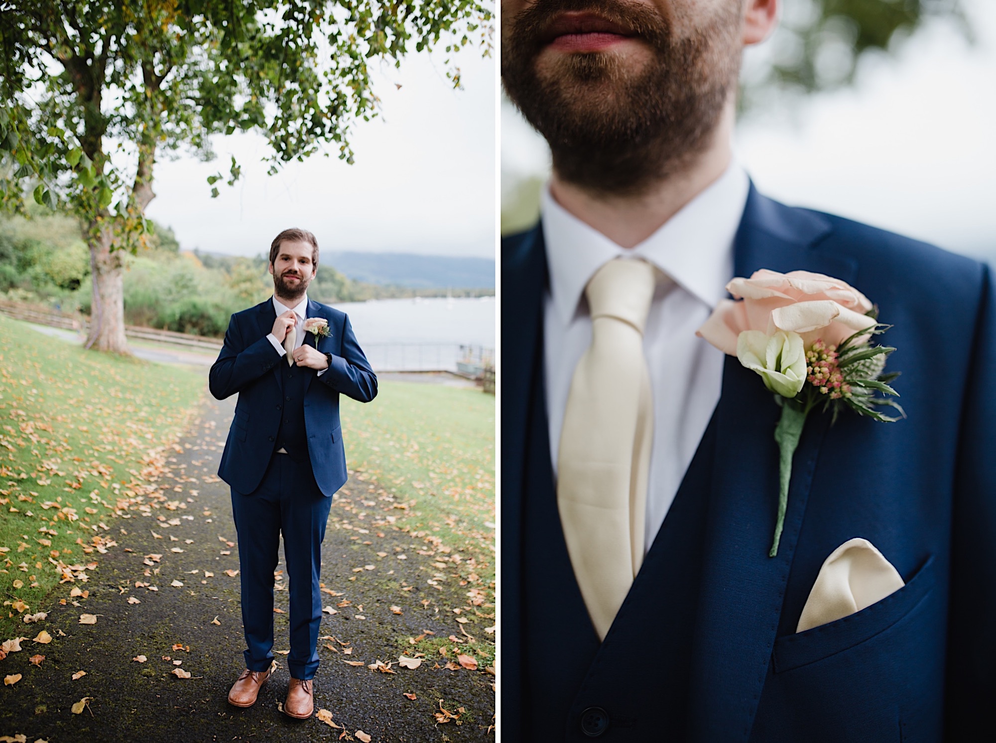 groom portraits on the banks of loch lomand