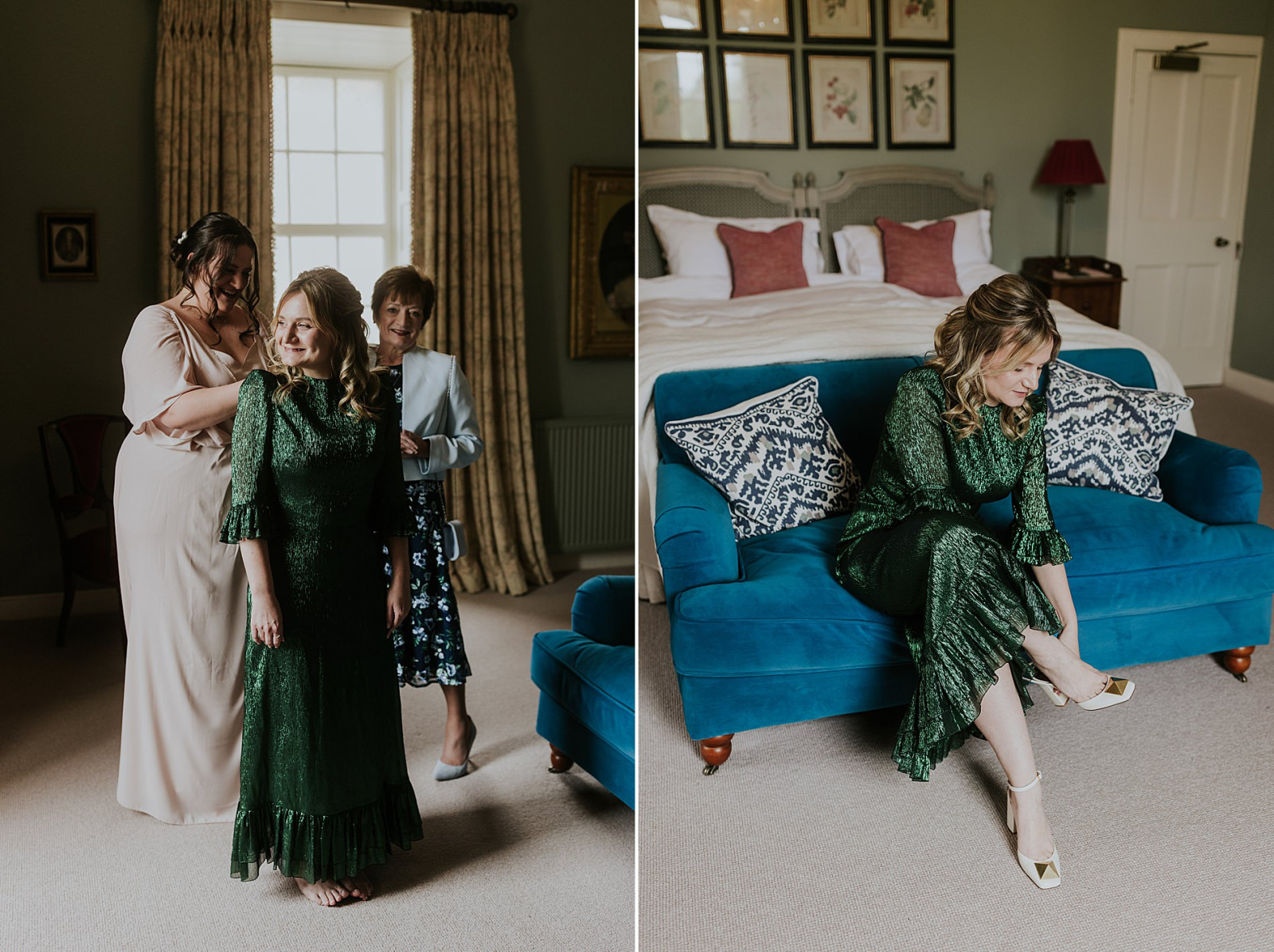 couple get ready for wedding day at thirlestane castle